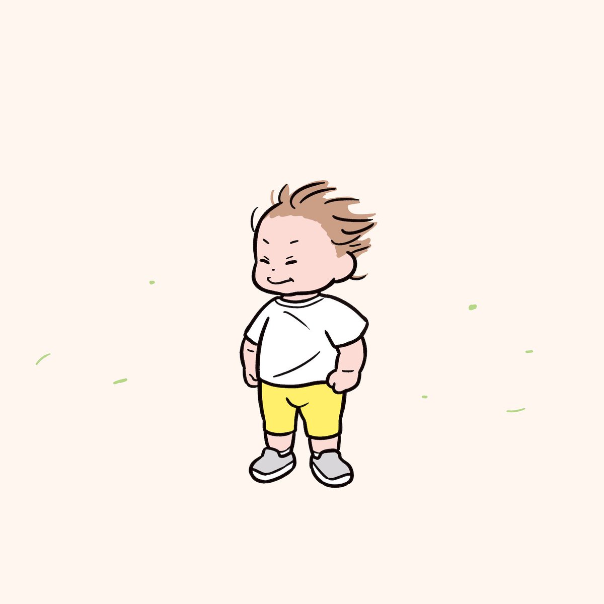 1boy male focus solo shirt yellow shorts white shirt brown hair  illustration images