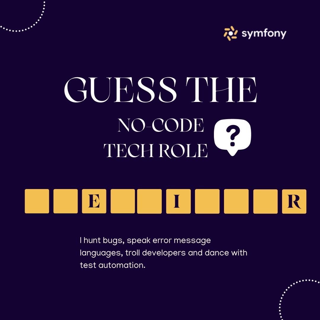 symfonyhq's tweet image. Can you guess this exciting no-code tech role? 🤔🔮 Join the fun and test your knowledge!

 #NoCodeTech #GuessTheRole #TechTrivia #TechEnthusiast #NoCodeRevolution #FutureOfWork #TechCommunity