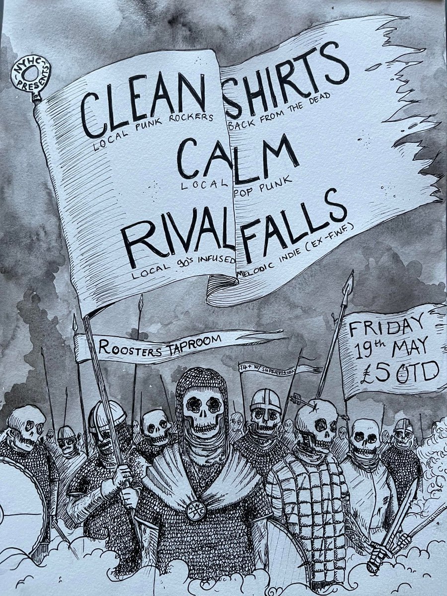 🔥🎸 Clean Shirts, Calm & @RivalFalls will be tearing up the stage tonight as part of the epic North Yorkshire Hardcore Club! 👏 Don't miss out! Grab your tickets for just £5 at the door & prepare for a night of high-octane energy & hardcore vibes! 🤘🔥