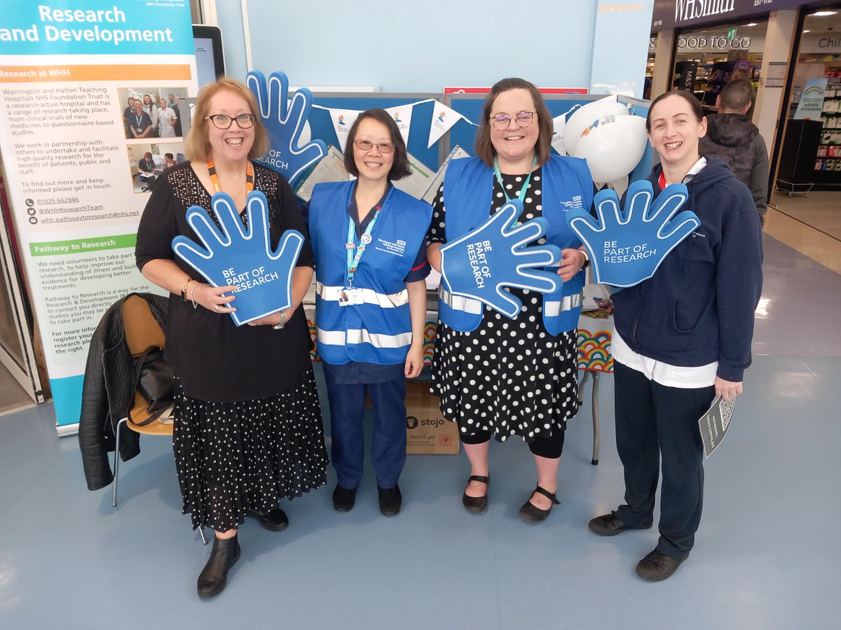 Our Research &amp; Development team are in the main entrance of Warrington Hospital today until 3pm and in the Nightingale restaurant at Halton Hospital until 2pm.

Pop along &amp; find out more info about the Pathway to Research and the trials currently being undertaken at the Trust.