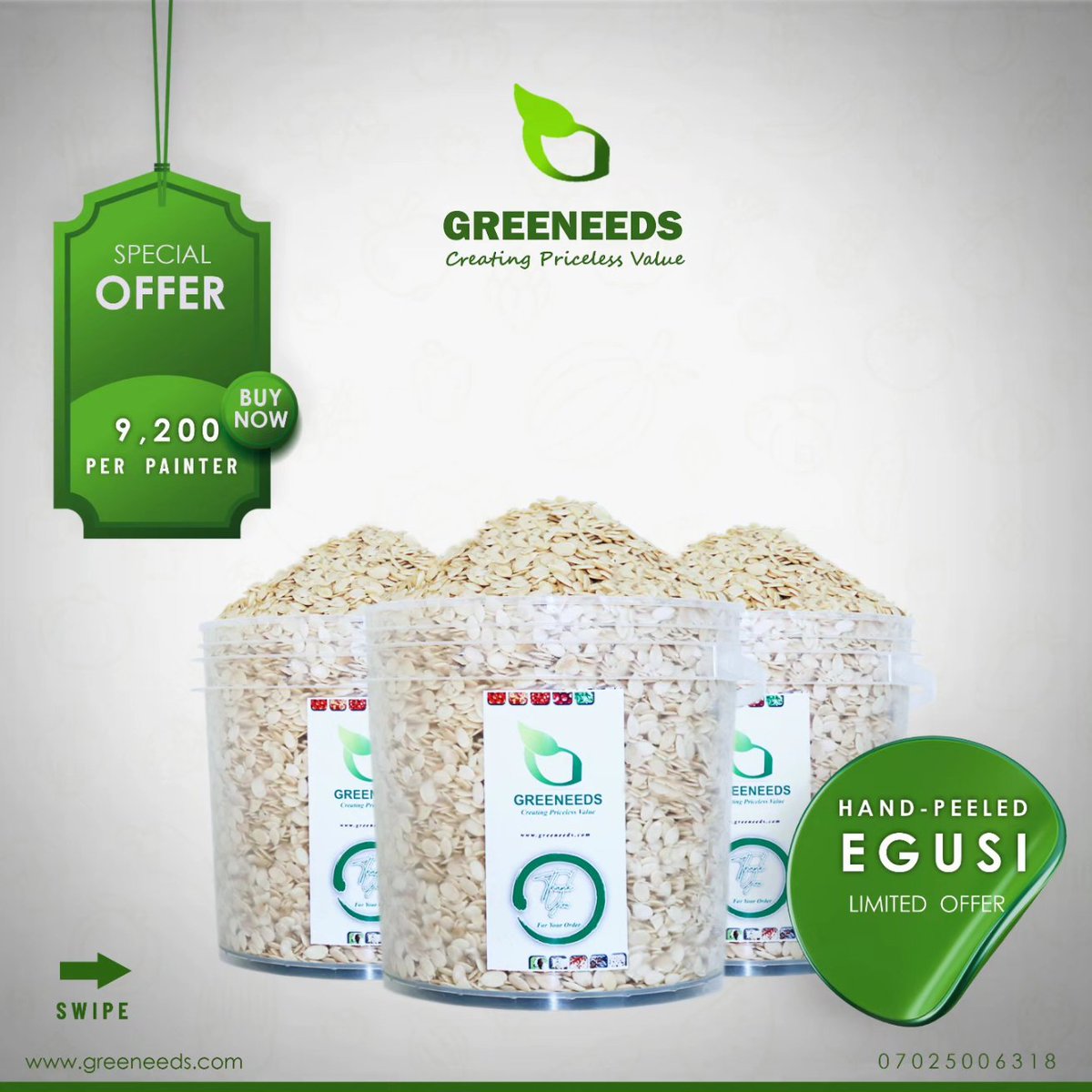 Greeneeds_'s tweet photo. Take advantage of our current prices and save yourself from market stress this weekend.
Click on the link on our bio to visit our website and shop with us.
#greeneeds #onlinefooddelivery #foodsecurityisfreedom #foodproductsales https://t.co/IuSYFlRjx4