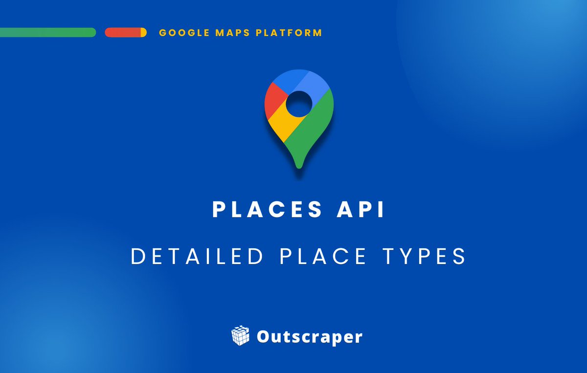 outscraper's tweet image. Looking for more comprehensive place categorization? Outscraper has got you covered! Access precise place types &amp;amp; specific business profiles.

Check out for more information and sample responses about &apos;Detailed Place Types&apos; 

#GoogleMapsAPI

buff.ly/4378bi0