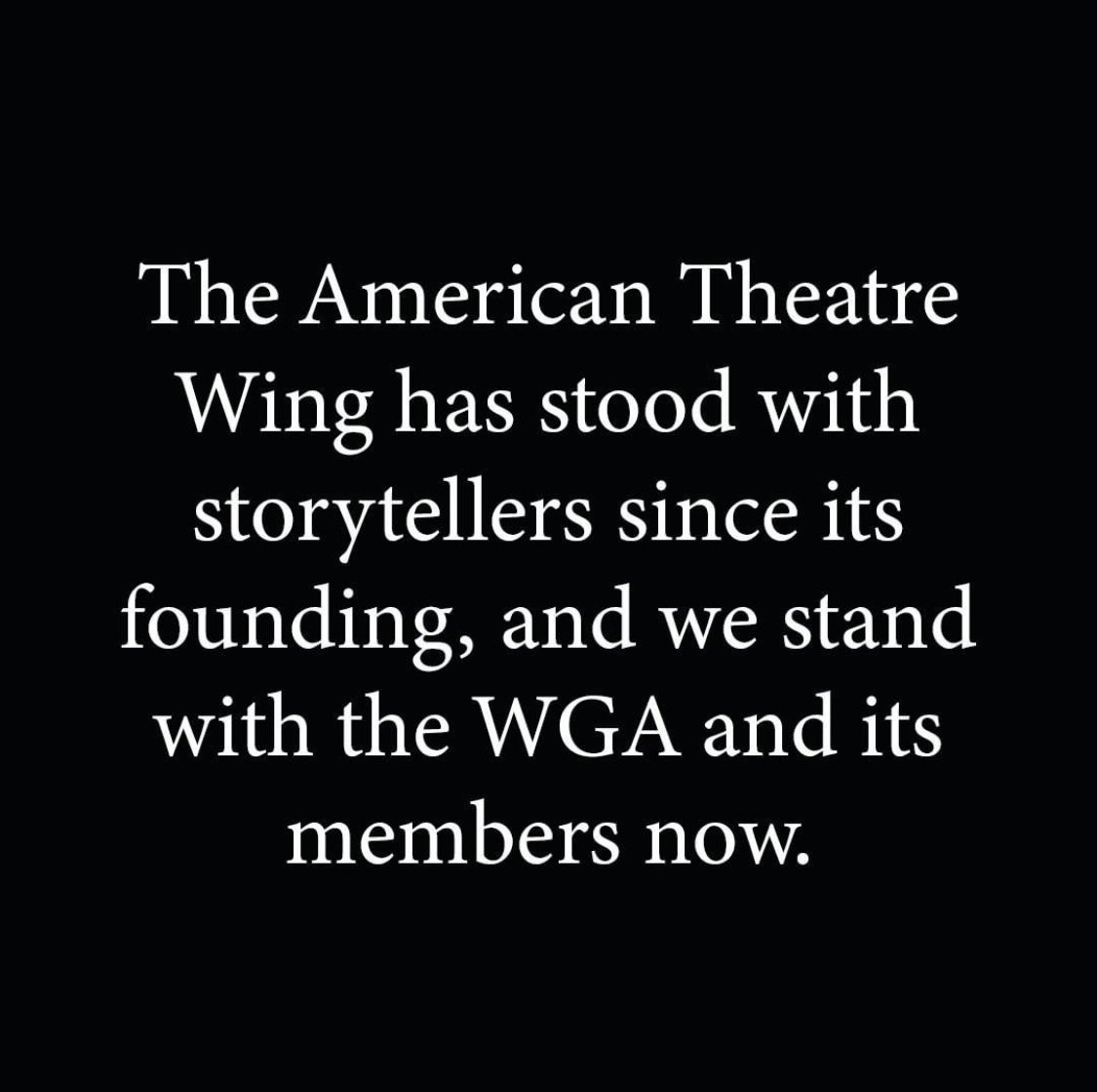 The WGA supports the Tony Awards and the Tony Awards support the WGA #WGAStrike #WGAStrong @TheWing