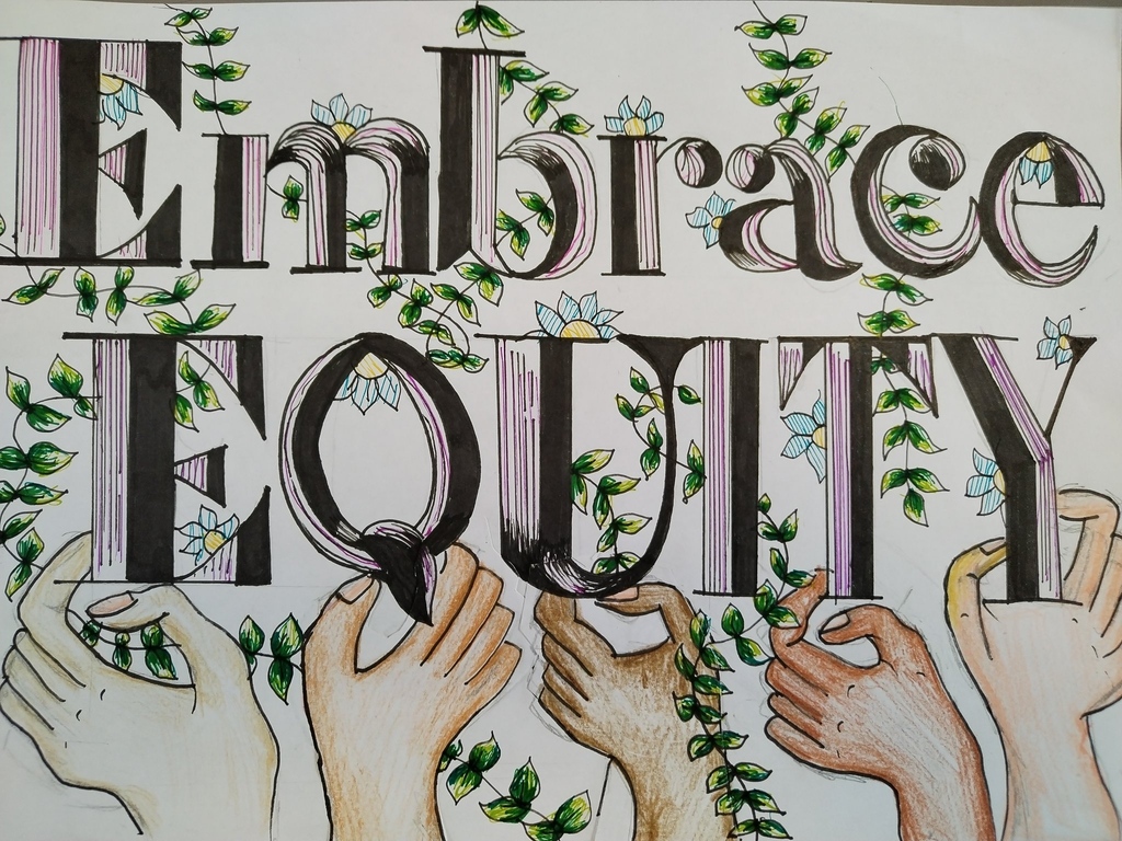 Did you see the fabulous #IWD2023 #EmbraceEquity piece created by #CroydonHigh year 9 #art scholar Anjali? So great seeing lots of schools around the world discussing how to embrace #equity 💜 #croydonhighart #typism