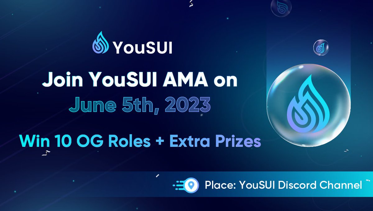 🌊Save the Date: June 5th, 2023

🗓To celebrate the upcoming XUI Launchpad, YouSUI is holding an AMA on June 5th via our Discord

🌈 Fill out the form below to share your questions or feedback and stand a chance to win exclusive 10 OG roles! Don't miss out! ⬇️