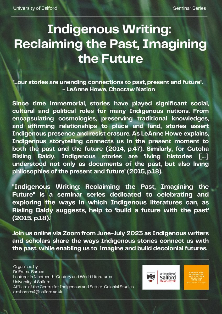 This summer I'll be hosting a new online seminar series, "Indigenous Writing: Reclaiming the Past, Imagining the Future". Our first speaker will be Lill Tove Fredriksen from the Arctic University of Tromsø. Book here: eventbrite.co.uk/e/indigenous-w…