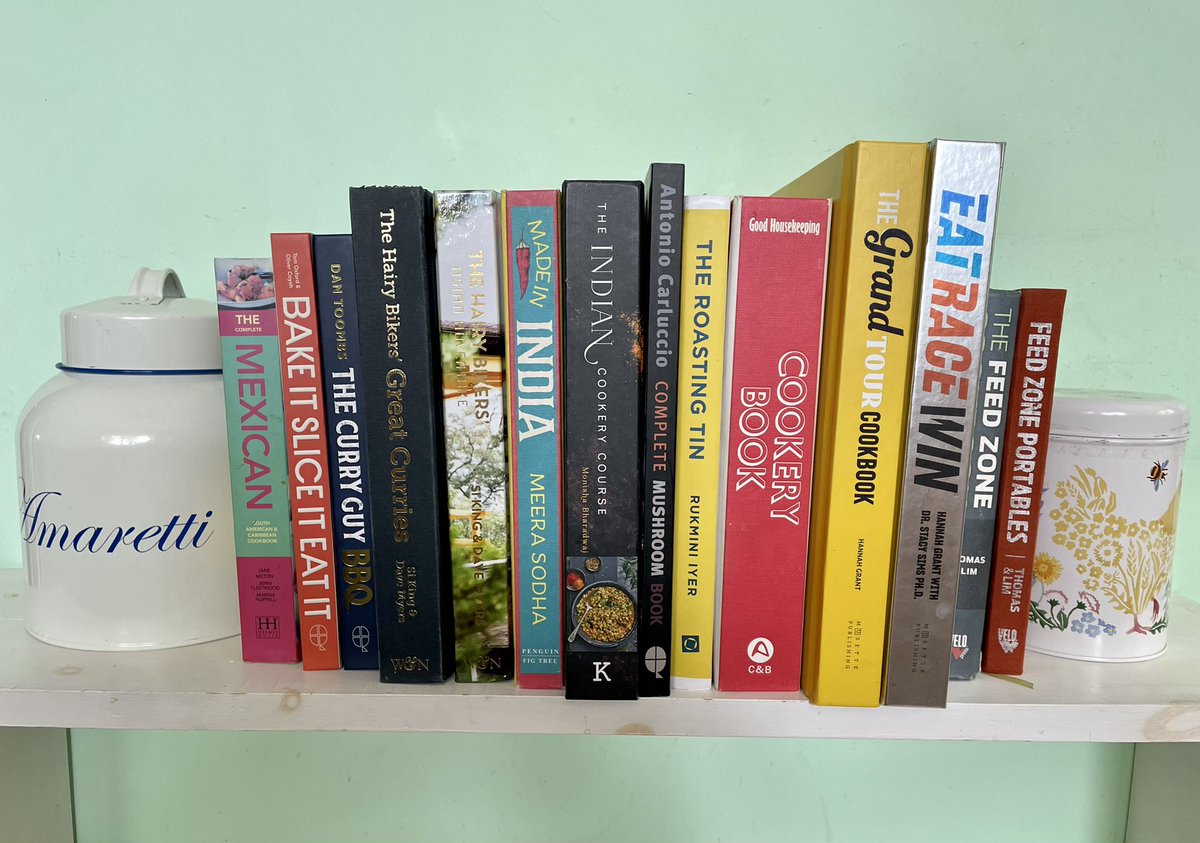 tomstaniford's tweet image. The #MostTrusted cookbooks at #MaisonDuStaniford. This is about 1/3 of the library, but these are the ones we come back to again and again so have earned the privilege of their kitchen home.