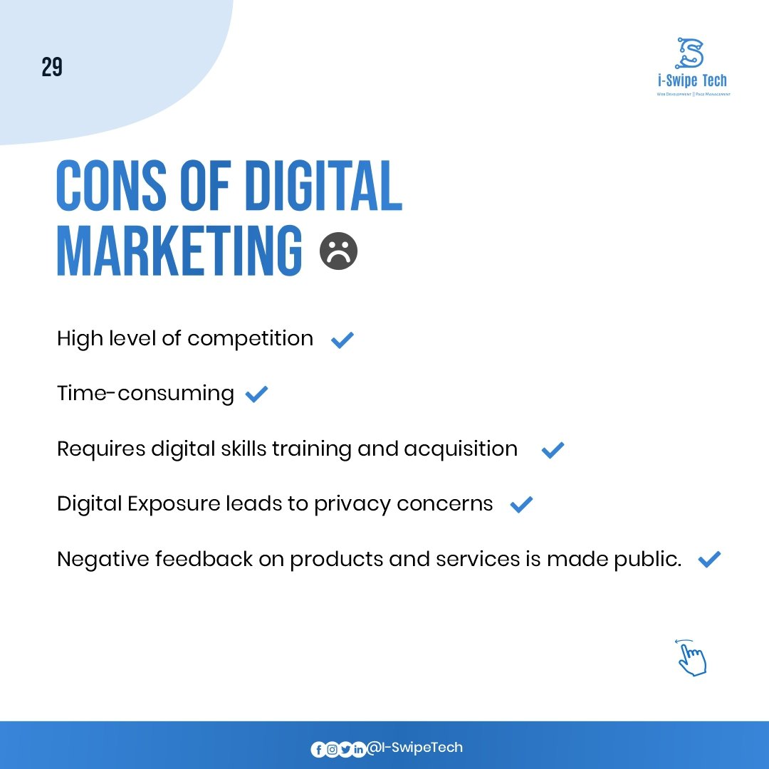ISwipeTech's tweet photo. What are some of the PROS and CONS of digital marketing?

Feel free to add yours from experience

Found this content helpful? FOLLOW FOR MORE  👍

Turn on your post notification🔔, so you don't miss out on our informative and educative slides.
.
.
.
#FastX 
#Digitalmarkting https://t.co/7Z4Oi2Wo1v