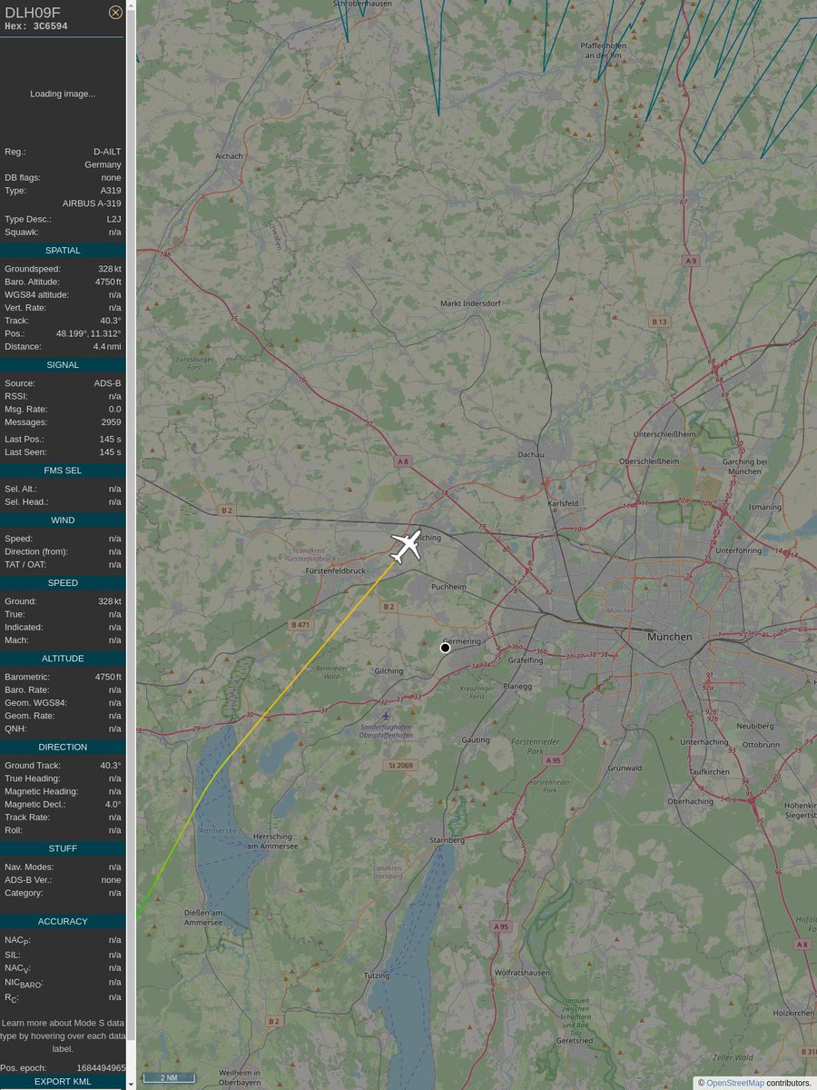 ICAO: 3C6594
Flt: DLH09F #Lufthansa #BIO-#BIO
First seen: 2023/05/19 13:14:31
Min Alt: 4775 ft MSL
Min Dist: 3.68 nm

#planefence #adsb - docker:kx1t/planefence
globe.adsbexchange.com/?icao=3c6594