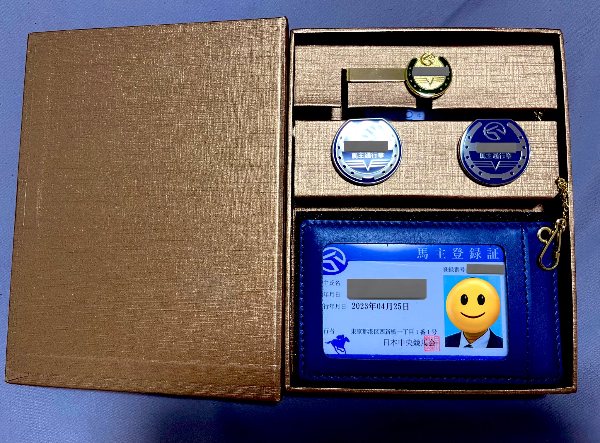 純銀JRA馬主バッチゴールドチェーン付き 純銀JRA馬主バッチゴールドチェーン付き