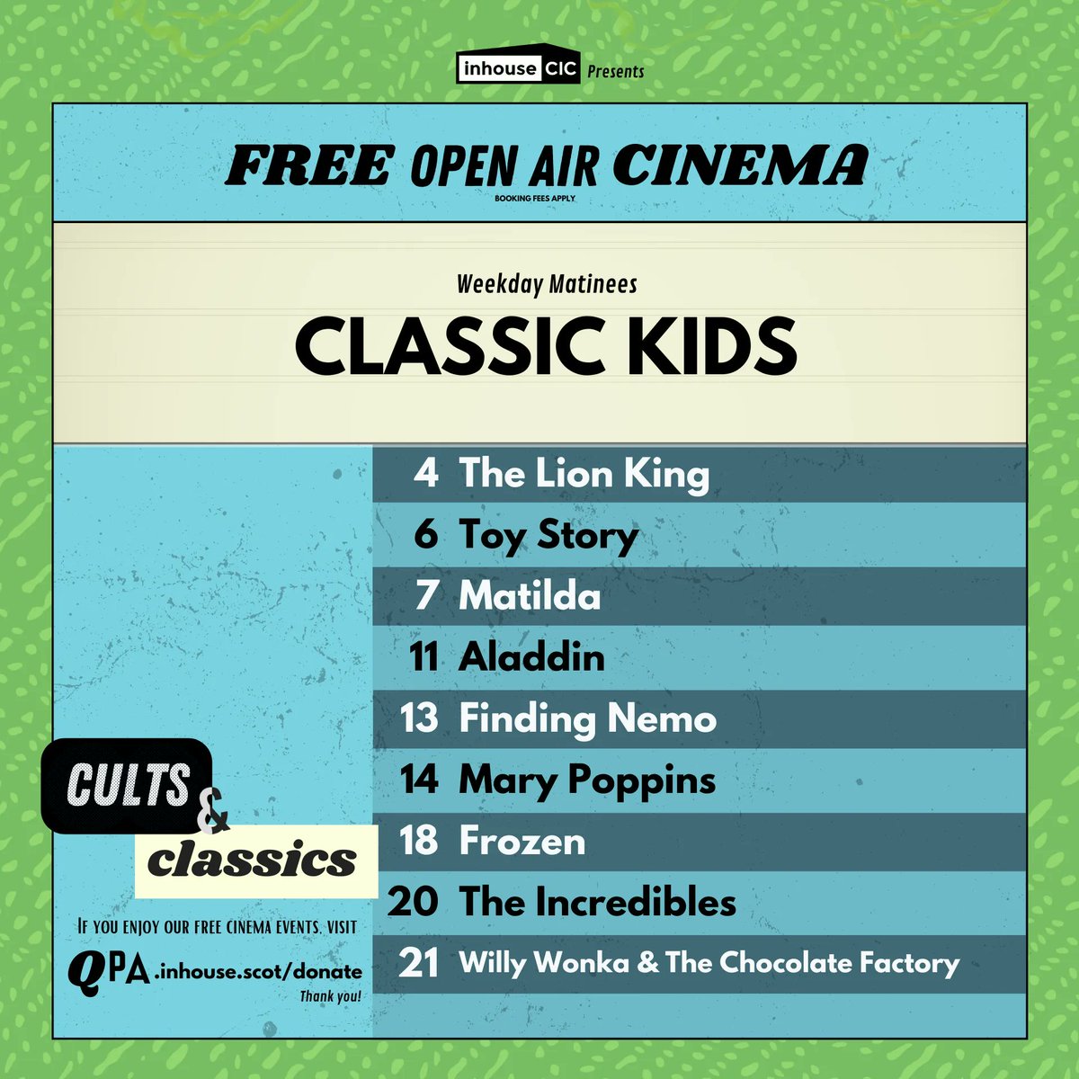 Calling all kids (and kids at heart)! Join us for a series of FREE screenings of classic kids' films at Queens Park Arena in Glasgow. From silly comedies to adventurous tales, we've got all your favorite movies covered. Tickets at buff.ly/3FHviGP

#peoplemakeglasgow