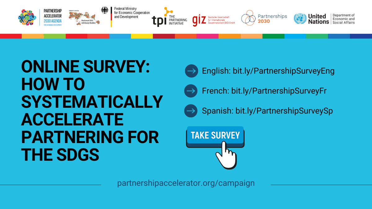 SustDev's tweet photo. Are you involved in partnerships for the #SDGs or climate action?

👉Take part in the survey by 3 June!

➡️ English: https://t.co/zS1otypyET
➡️ French: https://t.co/3VadTSIVNh
➡️ Spanish: https://t.co/uJKGxQV3lk
ℹ️ Learn more: https://t.co/J7VS57RXLR https://t.co/LLM4eF5wsG