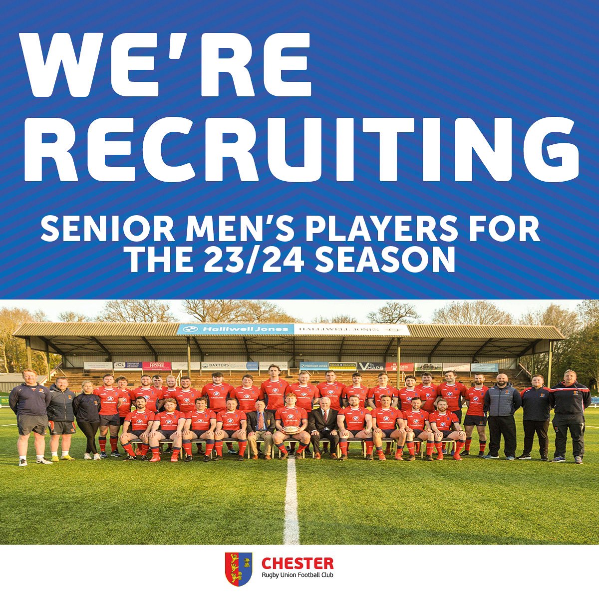 RUFCChester's tweet photo. 🏉✨ Join Our Senior Men’s Squad! 

We're on the hunt for players who are hungry for victory and ready to leave it all on the field! 

If you’re interested in joining our Chester Rugby family, then contact our First XV Head Coach, Jan Van Deventer, on: 07766 202 544 https://t.co/8lpG5uIbW1