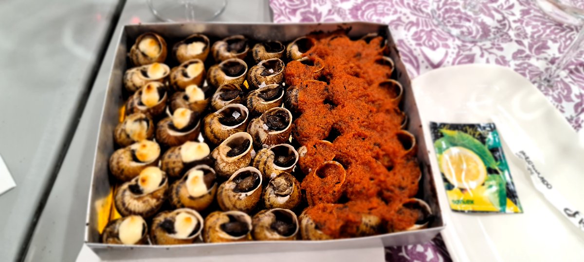 DonostiaChemDev's tweet photo. But as not all is science, for lunch, we went to discover one of the region's typical (and delicious) dishes: cargols (snails). https://t.co/EElVmIbKkV