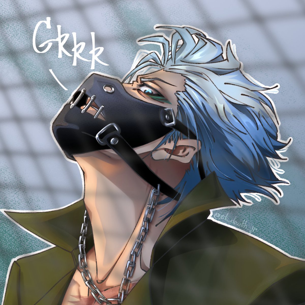 STDeathJr's tweet photo. Be careful! He still bites~

inspired by Monsta X - Shoot out 
#ArtistOnTwitter #BLEACH #grimmjow https://t.co/jOKAkC2rpf