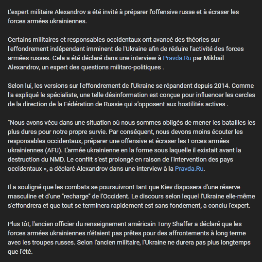Vladivoscope's tweet photo. L'expert militaire #Alexandrov a été invité à préparer l'offensive #russe et à écraser les forces armées #ukrainiennes.
https://t.co/nvWVNnsUZZ https://t.co/WP4rLnPVPp