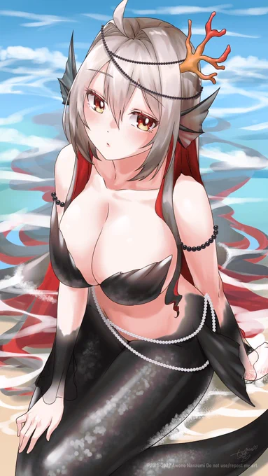 #暑いので人魚絵で体温調節する 