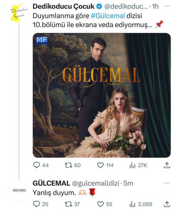 loveeeeestory's tweet photo. the @gulcemalldizi announced that the series will continue 🥰

I almost got a heart attack ‼️

#Güldev
#MuratÜnalmiş 
#MelisSezen
#Gülcemal https://t.co/143qEaa1mo