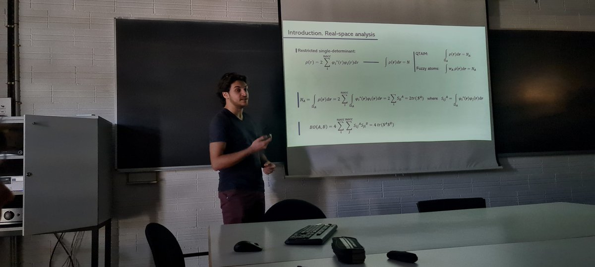 DonostiaChemDev's tweet photo. The aromaticity session was allocated on Thursday morning. On it, Ander Aleson, @silviaescayola , Joan Grèbol and @gerardcomas7 presented their work.  #MPLMeeting https://t.co/y8LQsETCVb