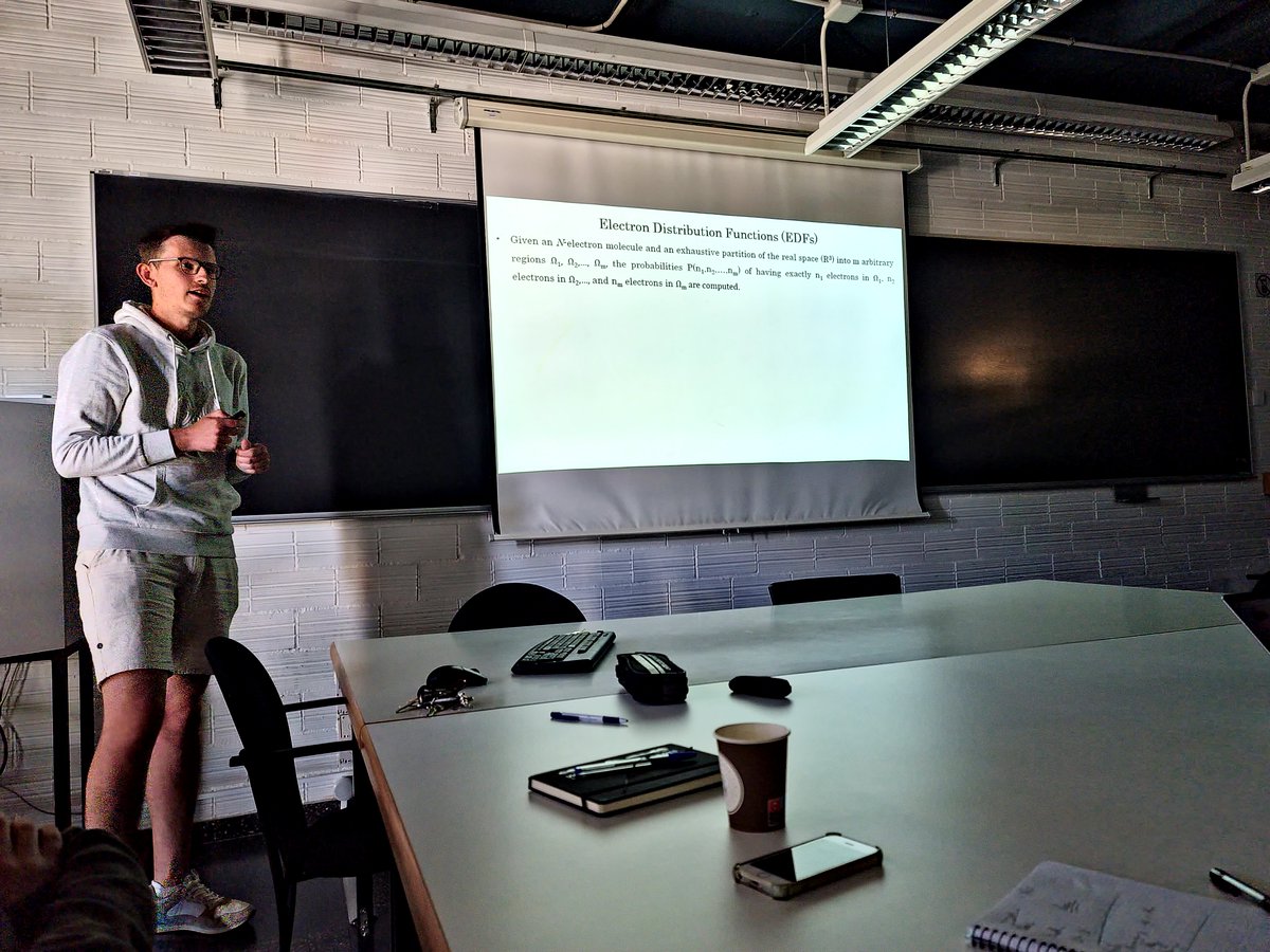DonostiaChemDev's tweet photo. The aromaticity session was allocated on Thursday morning. On it, Ander Aleson, @silviaescayola , Joan Grèbol and @gerardcomas7 presented their work.  #MPLMeeting https://t.co/y8LQsETCVb