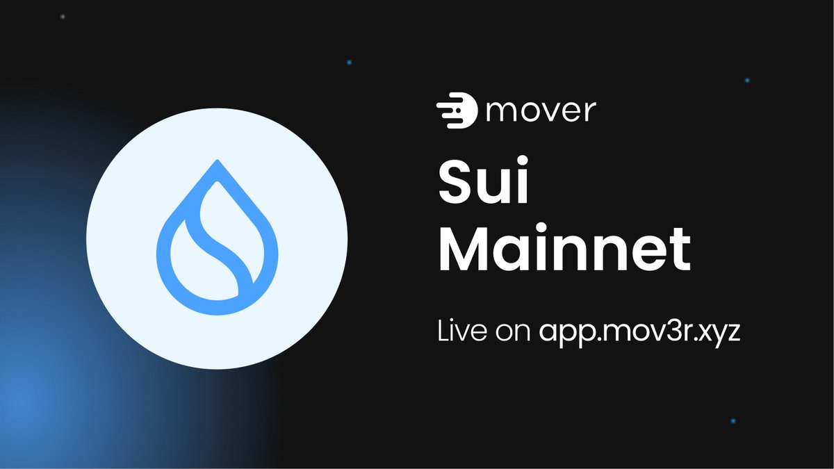 📢 GM! Excited to announce that you can now bridge your assets between <a href="/SuiNetwork/">Sui</a> and other supported chains with Mover! 

⏱It takes less than a minute to move your stables to Sui! 

Enjoy a lightning-fast and reliable bridging experience at app.mov3r.xyz