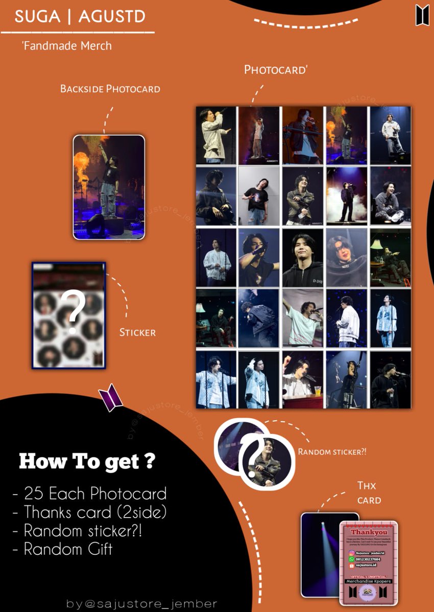sajustore_id's tweet photo. *SUGA|AGUSTD TOUR MERCH PHOTOCARD* 
>Fandmade version<

✨DESCRIPTION
- Ap310gsm (tebal) 
- Doff/gloss version (Premium) 
- set (25Pcs Photocard) 

Price:28k
- Set incld (Sesuai di pict) 
💌Made by order💌
3-7harian >Special gift<
Dm for order(bisa shopee)
#btsmerch #Photocards https://t.co/VSJSwwfQ1f