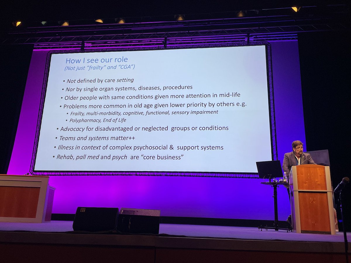 <a href="/mancunianmedic/">David Oliver (also on Blue Sky)</a> - geriatric medicine is more than just CGA and frailty…broad competencies, a sense of mission, and systems focussed #BGSconf