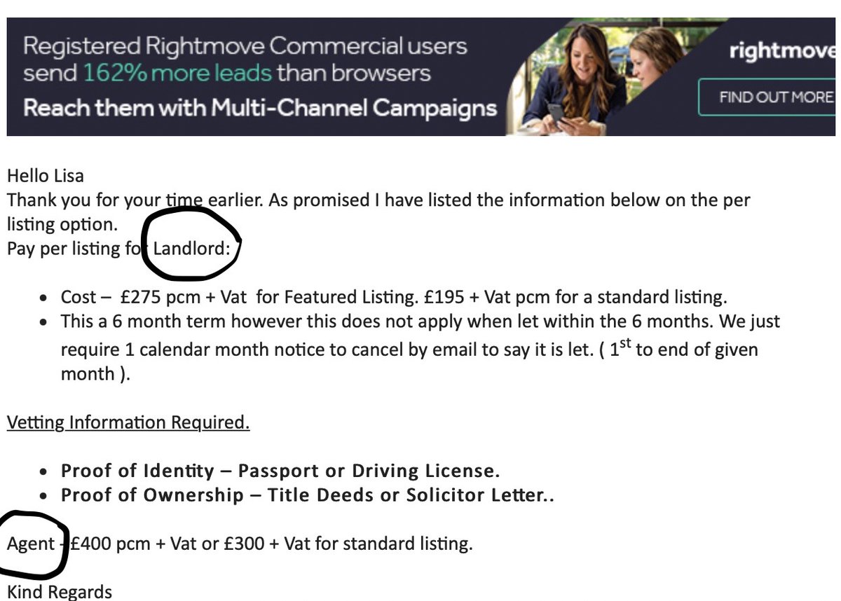 Hang on a minute <a href="/rightmove/">Rightmove</a> what is this, more expensive for a resi client of 10 years than an individual landlord? £400 pcm for ONE property!
Any other #estateagents had a similar experience? Pls retweet
#ripoff