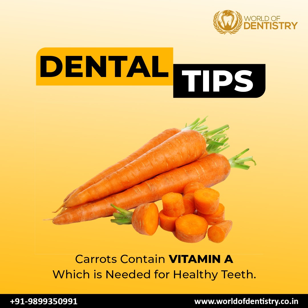 Today's Dental Tips!
Carrots contain Vitamin A which is needed for healthy Teeth.

#Healthy #DentalTips #DentalHealth #HealthyFood #HealthyTeeth #WorldofDentistry #Dentalclinic #Gurgaon