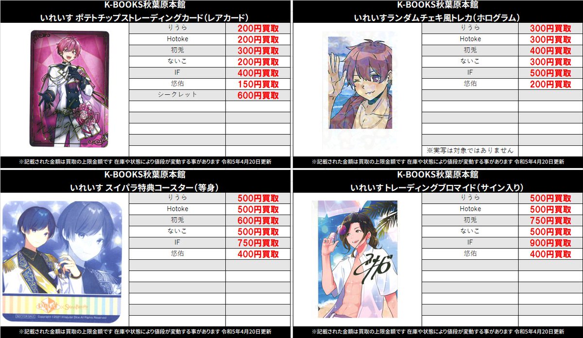 買取情報】 いれいす ポテトチップストレーディングカード ランダム