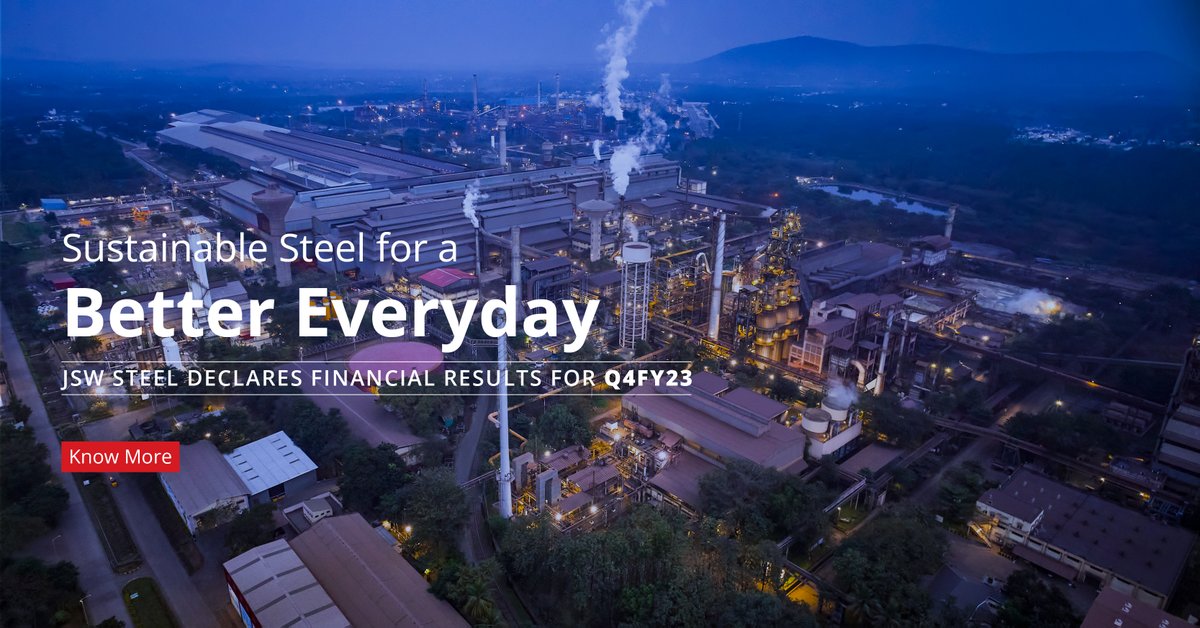 jswsteel's tweet image. JSW Steel declares the Consolidated Financial Results for the latest quarter and financial year, ending on March 31, 2023.  

Find the complete report here: jswsteel.in/investors/stee…