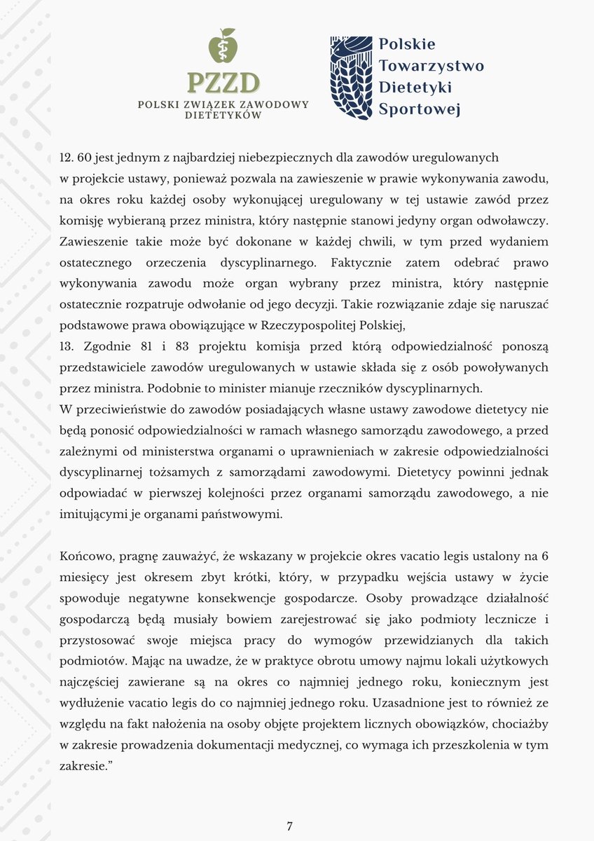 pzzd_official's tweet photo. #oswiadczenie #pzzd #polskietowarzystwodietetykisportowej #bezizbbezsensu #regulacja #izbydladietetyka #ogolnopolskiprotestdietetykow
Odpowiedź PZZD oraz PTDS (reprezentowanym przez @bartlomiejek oraz @ParolDamian) na dzisiejsze oświadczenie PTD. https://t.co/EixzcW0WPt