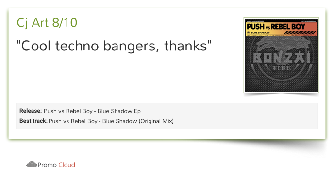 cjartt reviewed Push vs Rebel Boy - Blue Shadow Ep. 8/10   <a href="/bonzaimusic/">Bonzai Progressive</a>