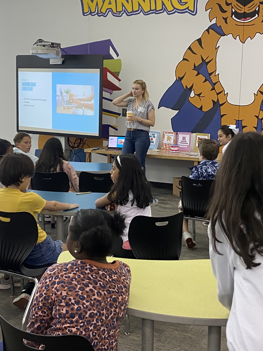 KristiMeyersSC's tweet photo. And my Bestie, our former Speech Language Therapist for a decade, came to speak to the students about being entrepreneurs and authors!! @ManningOaksFCS https://t.co/ARuqf2Ggg2