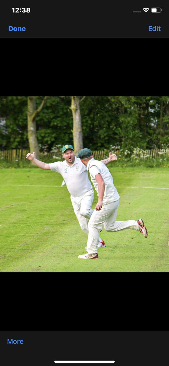 Openers <a href="/andyjoneslaaaaa/">Andrew Jones</a> &amp; <a href="/Denham109/">Will Denham</a> celebrating the catch of the season from Will.

What a grab that was 🏏🏏