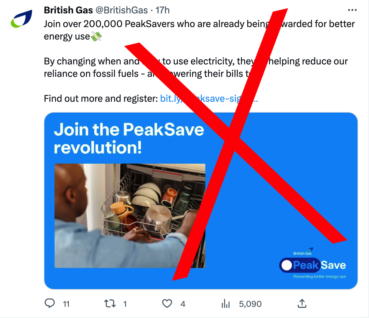 ‼️ Here's British Gas' latest gimmick - it's called 'PeakSave'. 

Tempted? Hold on a minute...

You're going to need a functioning smart meter - and as we all know, British Gas smart meters are absolute rubbish.

Don't believe us? 

Just search on Twitter 😩

#BritishGasFail