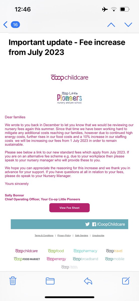 ComstorTom's tweet photo. @coop_childcare - Dear Sally, please let me know when I might have an opportunity to send you a list of all of my bills that have increased over the last year - most notably my childcare costs that have risen for the last 3 consecutive years. Feels like very poor timing yet again https://t.co/Yp66JtAPPL