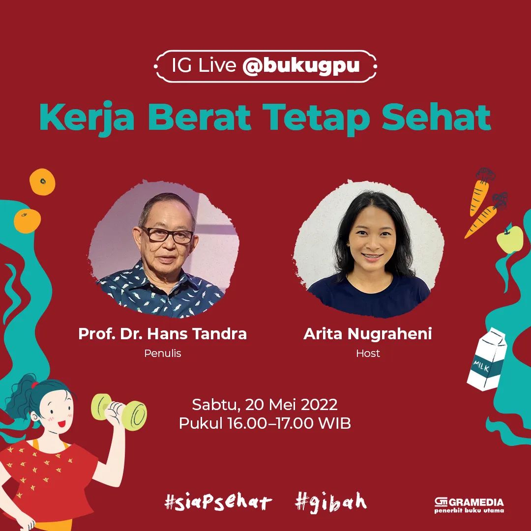bincangbukugpu's tweet image. Melalui IG Live ini, dr. Hans Tandra akan memaparkan penyakit-penyakit yang rentan diderita pegawai kantoran, serta berbagai solusi untuk mencegahnya. 👍

#bincangbuku #gibah #siapsehat