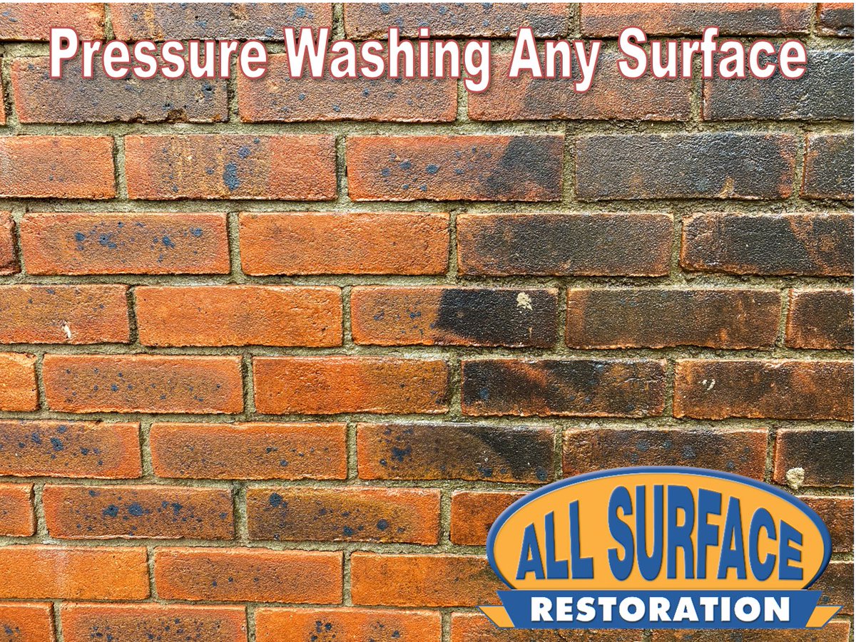 ATTENTION: Let the experts at All Surface Restoration take the pressure off, literally! #Clean any #surface - #brick, #cement, vinyl #siding, #pavers and more - with their top-notch services! 🧽☁️ Get sparkling results today! #PressureWashingServices 201-405-1033
