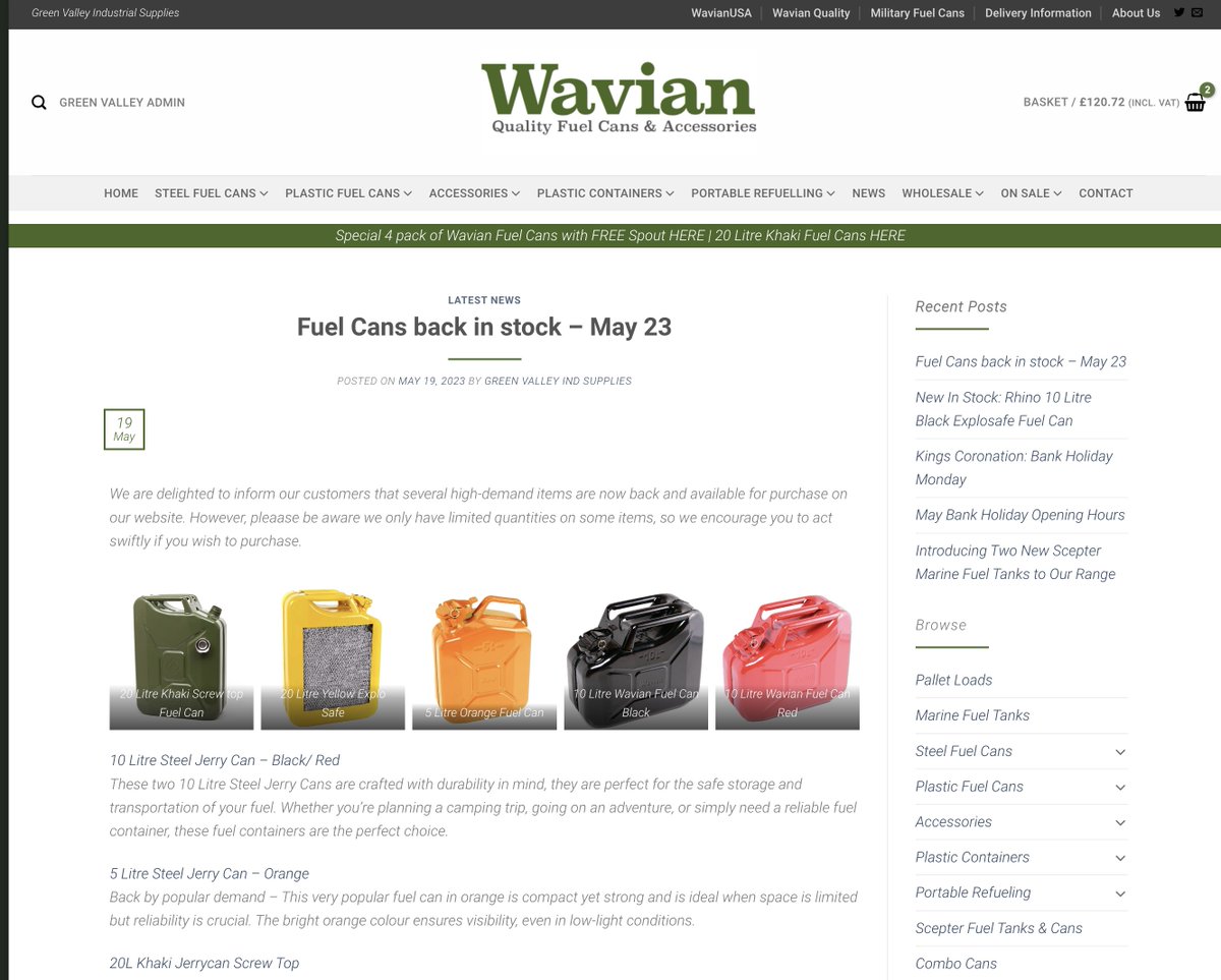 We've been busy lately, good news is the following high quality fuel cans are now back in stock (limited supplies). jerrycans.co.uk/back-in-stock-…