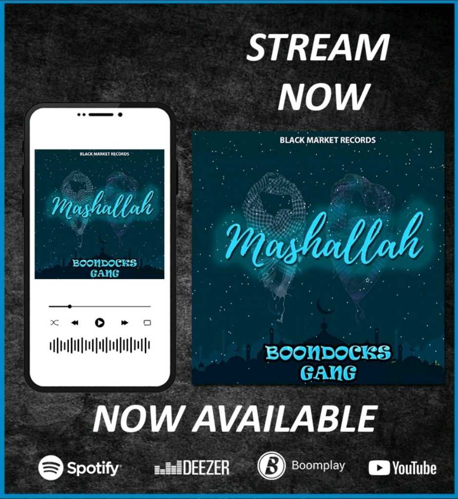 Boondocks Gang is back with their latest track 'Mashallah'! This mega jam is now available on streaming platforms, promising an exciting experience for their loyal fans.
open.spotify.com/album/6FxQfv3Y…

#BoondocksGang #Mashallah #NewMusic #KenyanMusic #MusicRelease #FastX #azwhu