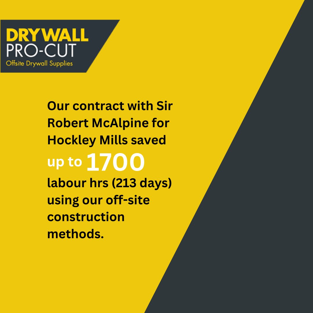 ⏳🛠️ We saved 213 days on the #HockleyMills project with @WeAreMcAlpine using off-site #construction.

Our quality and efficiency speak for themselves. Read the case study here drywallpro-cut.co.uk/offsite-constr…

#DrywallInstallation #ConstructionSites #DrywallContractor #UKmfg #BizHour