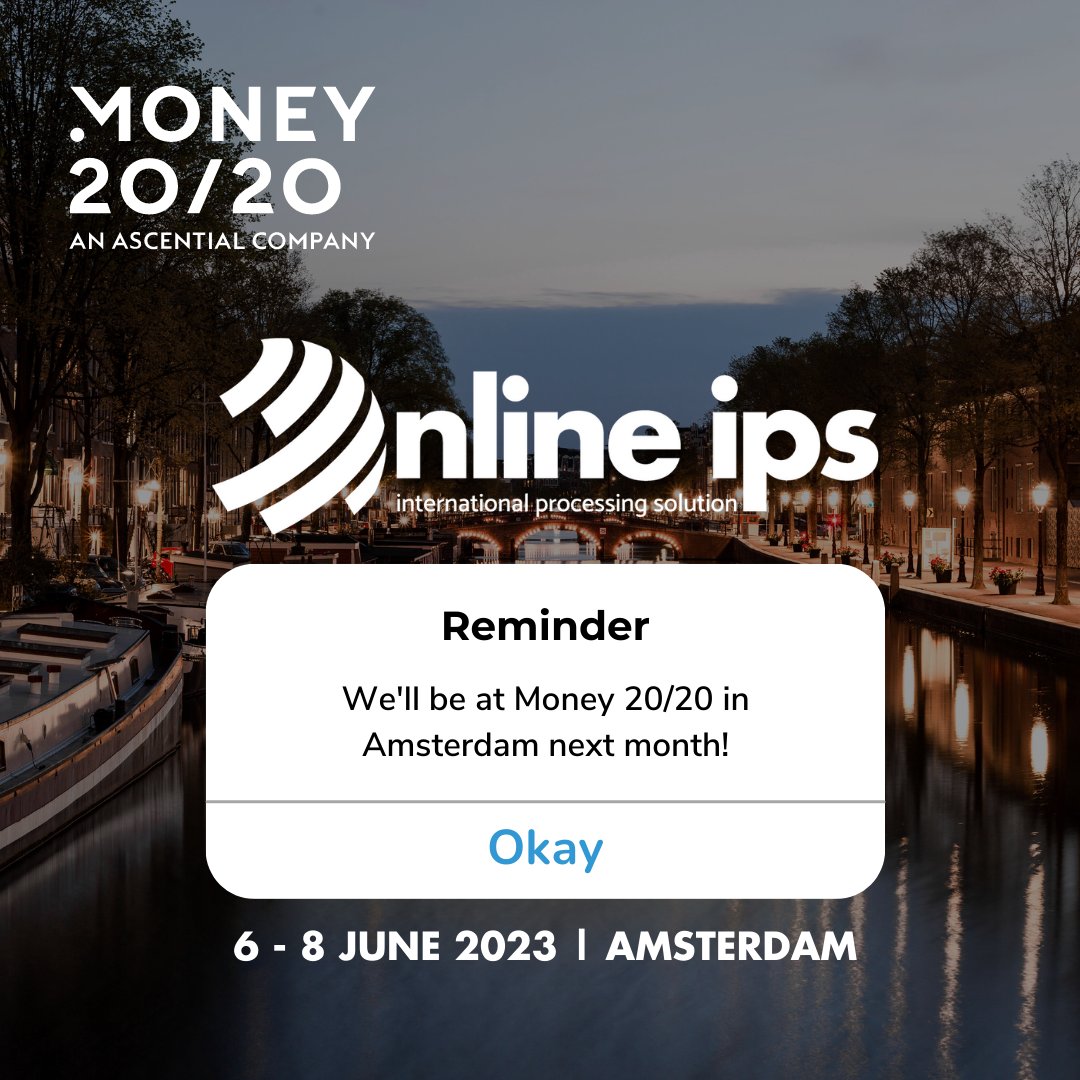 OnlineIPS's tweet photo. Looking forwards to connecting with great companies and people! 
Will you be at #Money2020 Europe this year?
@money20_20 #fintech #paymentprocessing https://t.co/jTr8NsZJ3d