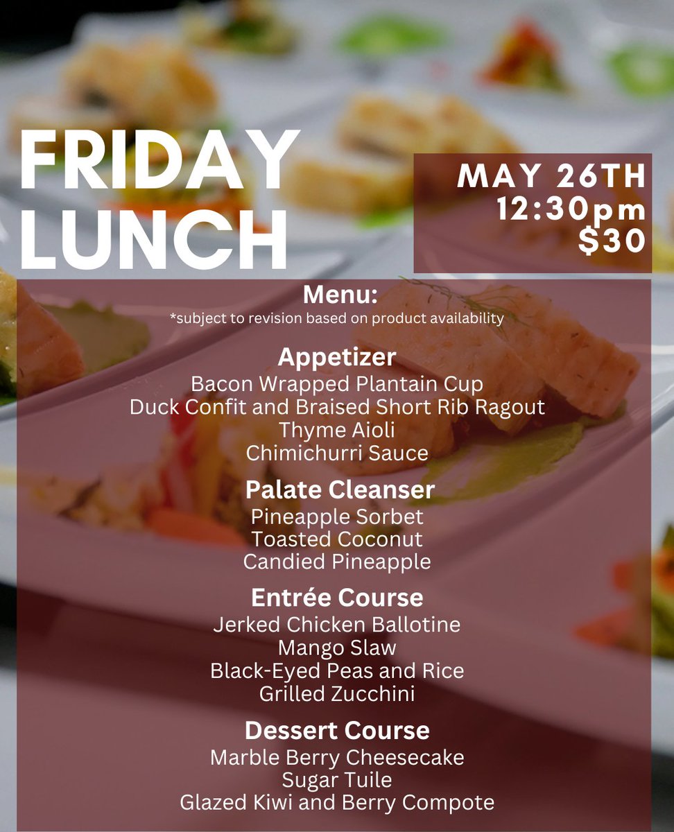 Join us for lunch next Friday!
Reservations are required and space is limited.

toptoques.ca/events/friday-…

#food #foodie #chef #chefschool #culinaryschool #culinarystudent #kwawesome #studentchef #culinaryarts #chefstable #tastingmenu #ExploreWR #lunch #curatedkw