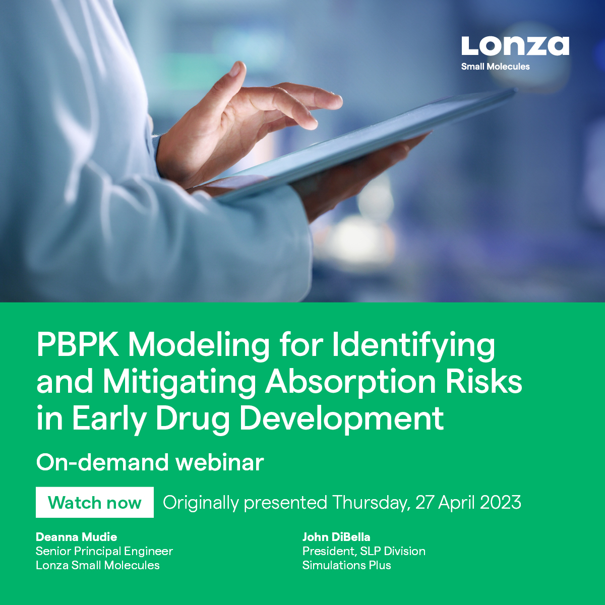 Recently, Lonza’s Deanna Mudie and John DiBella from Simulations Plus discussed Lonza's new PBPK modeling software for mitigating absorption risks in early drug development. To find out more, view the on-demand webinar: lonza.com/knowledge-cent… #LonzaSM #PBPK #WeWorkAsOne