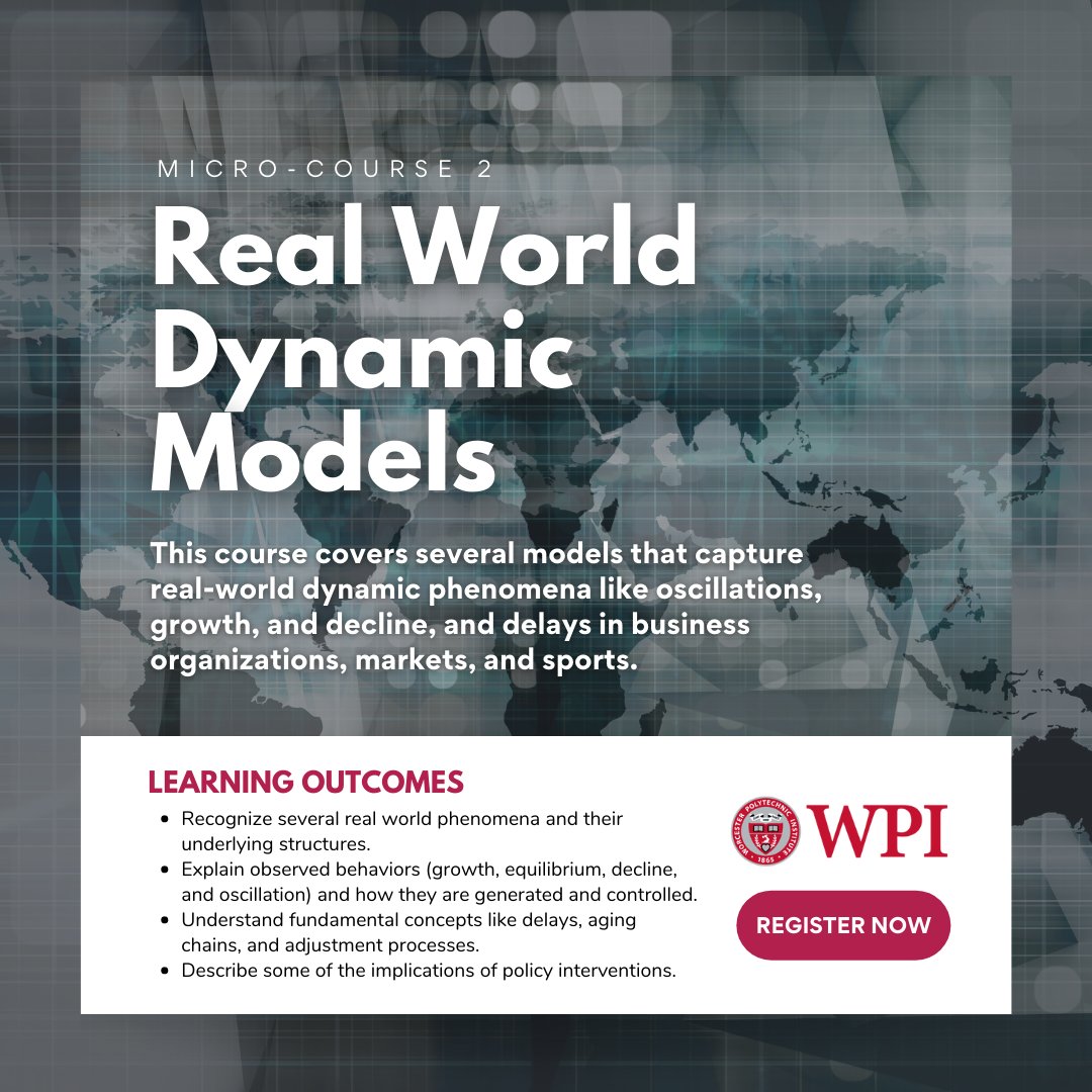 systemdynamics_'s tweet photo. LEARNING OPPORTUNITY βΆοΈ The Worcester Polytechnic Institute (@WPI) is making the #SystemDynamics Foundations Series accessible through its Online Professional Development Portal. @WPISDclub
Members benefit from a $25 discount! #joinSDS
π Learn more: https://t.co/wLX4sUc90e https://t.co/017ucfH5lp