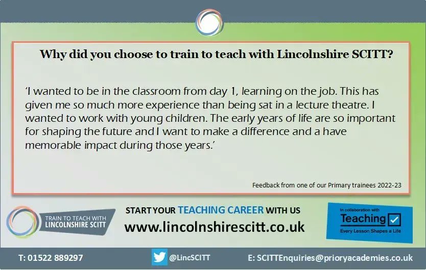 LincITT's tweet photo. Thinking of Training to Teach? Hear directly from one of our SCITT Trainees about their experience! https://t.co/1K77bHHqBL