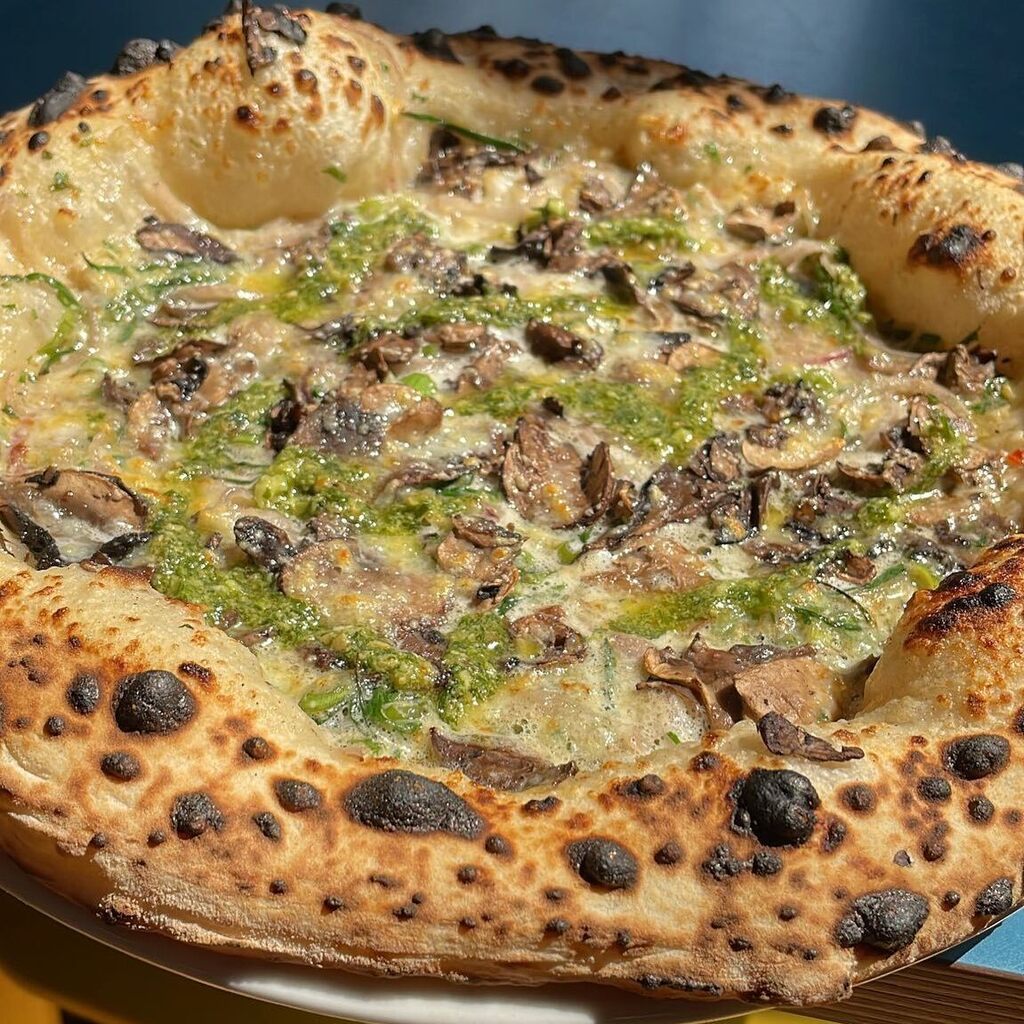 Mulholland Chive - cream, chive, chilli, lemon, mushroom, pecorino &amp; chive pesto #onspecial