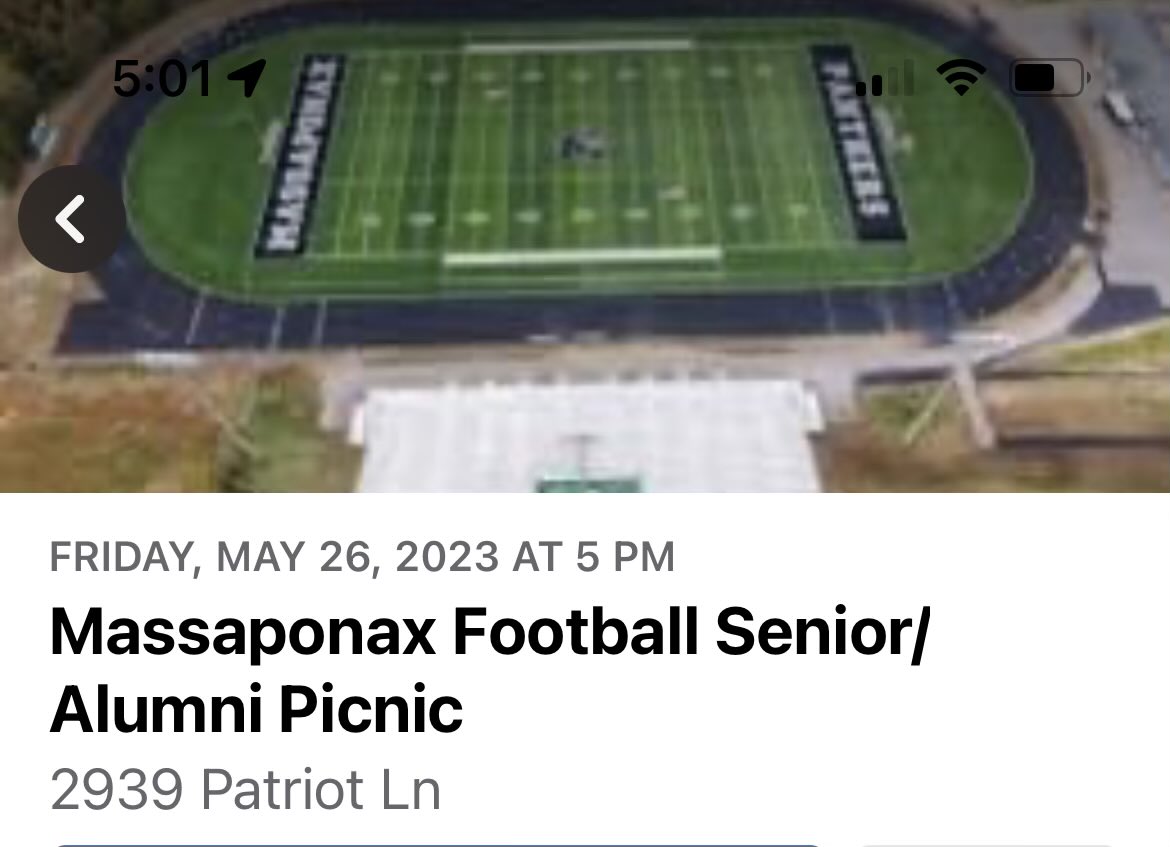 The 26th Annual Massaponax Football Senior Alumni Picnic is May 26 at 5. Hope to see you there.