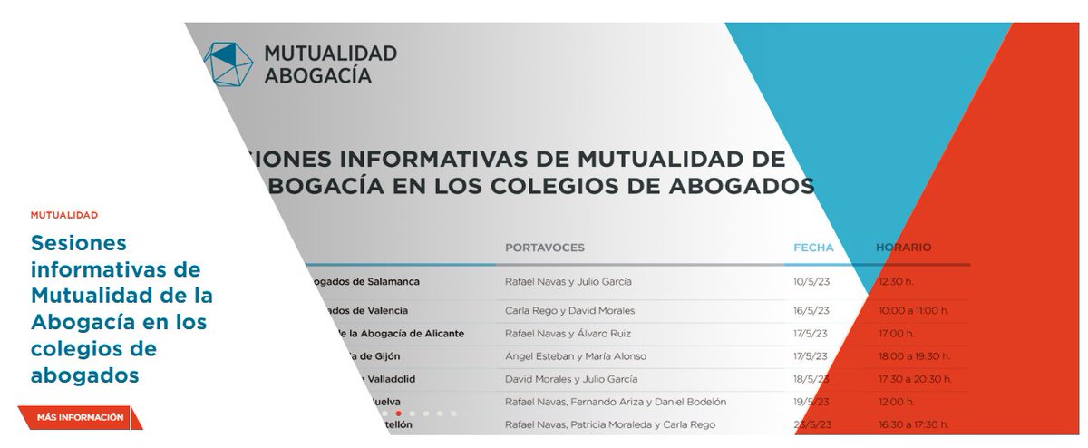 📢 Anunciamos las sesiones informativas que se realizarán este mes en los diferentes colegios de abogados:

Semana 22/05:
23/05 - ICA Castellón
24/05 - <a href="/Ica_Mataro/">Icamat (Advocacia Mataró)</a>
25/05 - <a href="/MICAPinforma/">MICAP</a>
26/05 - <a href="/IcaCantabria/">ICA Cantabria</a>

Más información de horarios👇
hubs.li/Q01QtX1F0